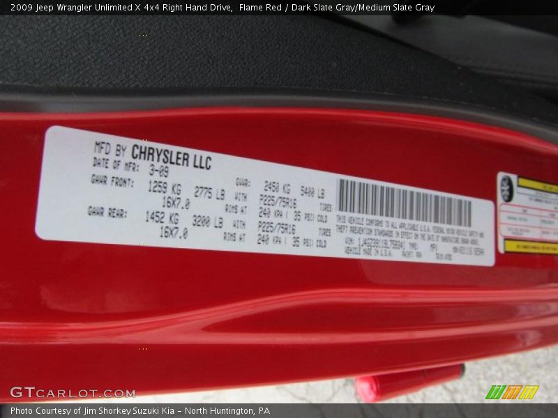 Flame Red / Dark Slate Gray/Medium Slate Gray 2009 Jeep Wrangler Unlimited X 4x4 Right Hand Drive
