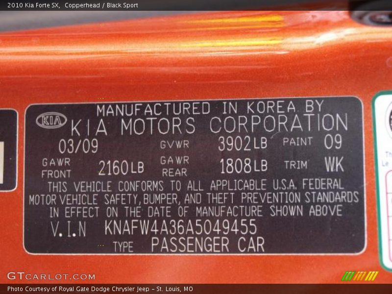Copperhead / Black Sport 2010 Kia Forte SX
