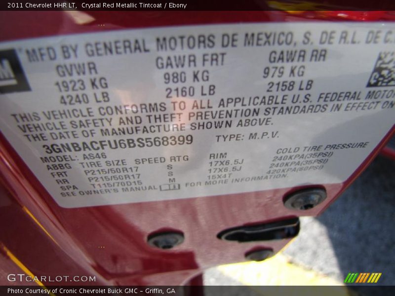 Crystal Red Metallic Tintcoat / Ebony 2011 Chevrolet HHR LT