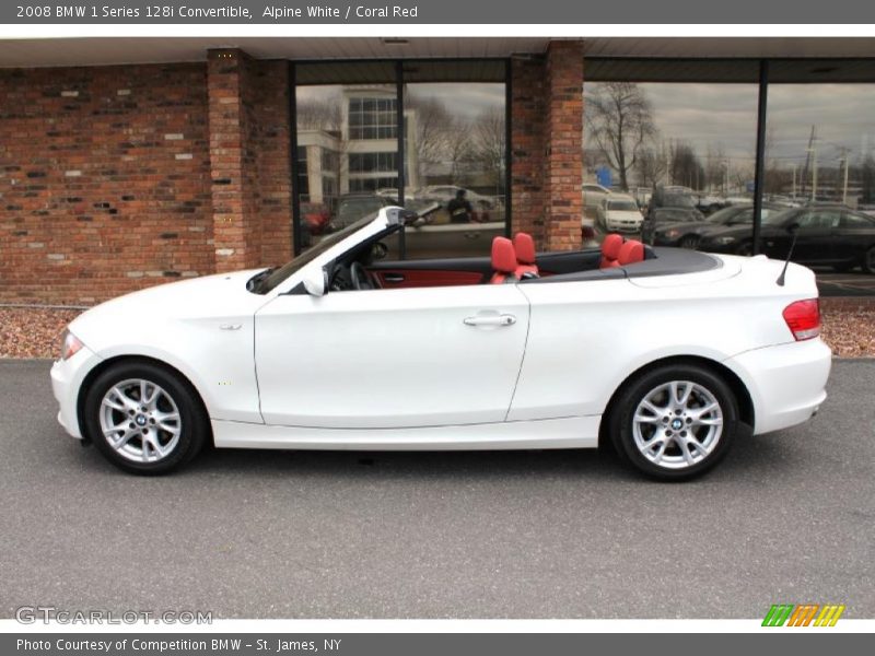 Alpine White / Coral Red 2008 BMW 1 Series 128i Convertible