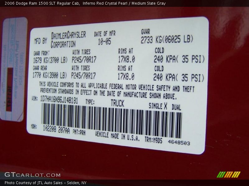 Inferno Red Crystal Pearl / Medium Slate Gray 2006 Dodge Ram 1500 SLT Regular Cab