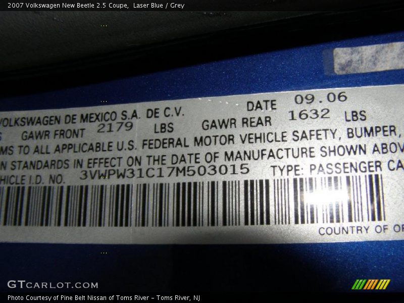 Laser Blue / Grey 2007 Volkswagen New Beetle 2.5 Coupe
