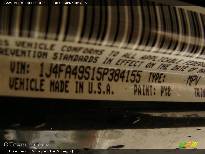 Black / Dark Slate Gray 2005 Jeep Wrangler Sport 4x4