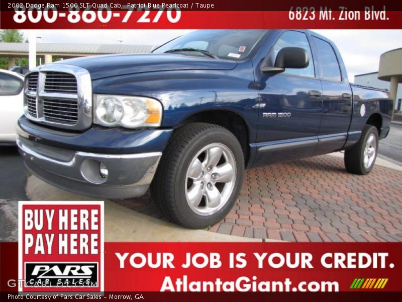 Patriot Blue Pearlcoat / Taupe 2002 Dodge Ram 1500 SLT Quad Cab