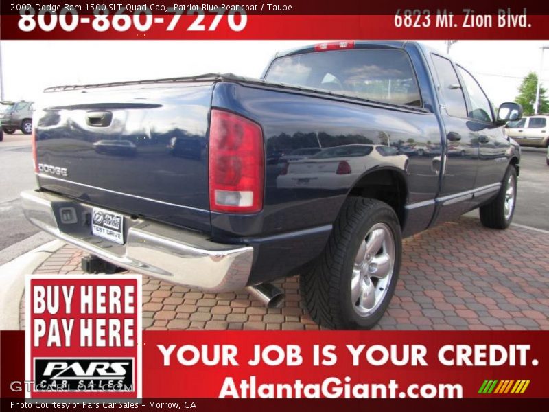 Patriot Blue Pearlcoat / Taupe 2002 Dodge Ram 1500 SLT Quad Cab