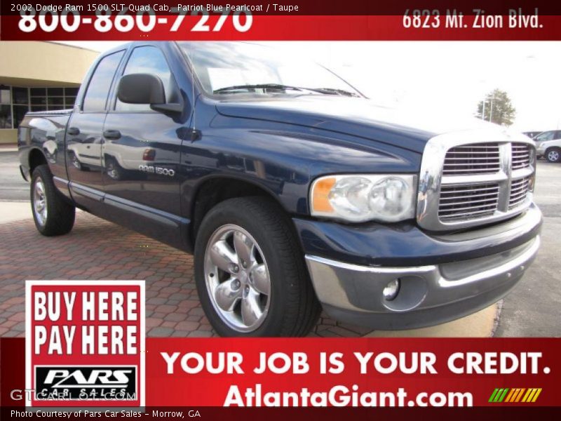 Patriot Blue Pearlcoat / Taupe 2002 Dodge Ram 1500 SLT Quad Cab