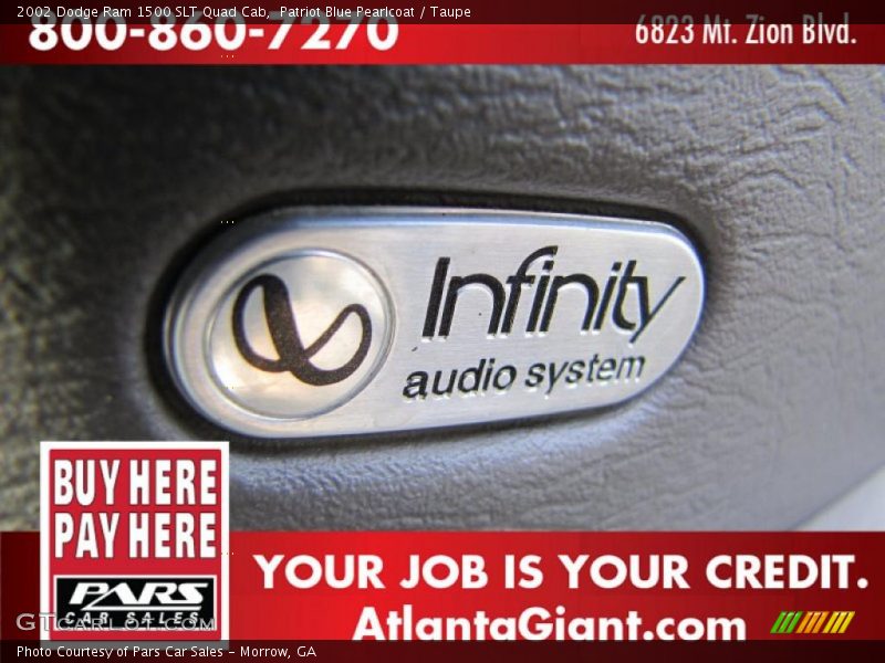 Patriot Blue Pearlcoat / Taupe 2002 Dodge Ram 1500 SLT Quad Cab