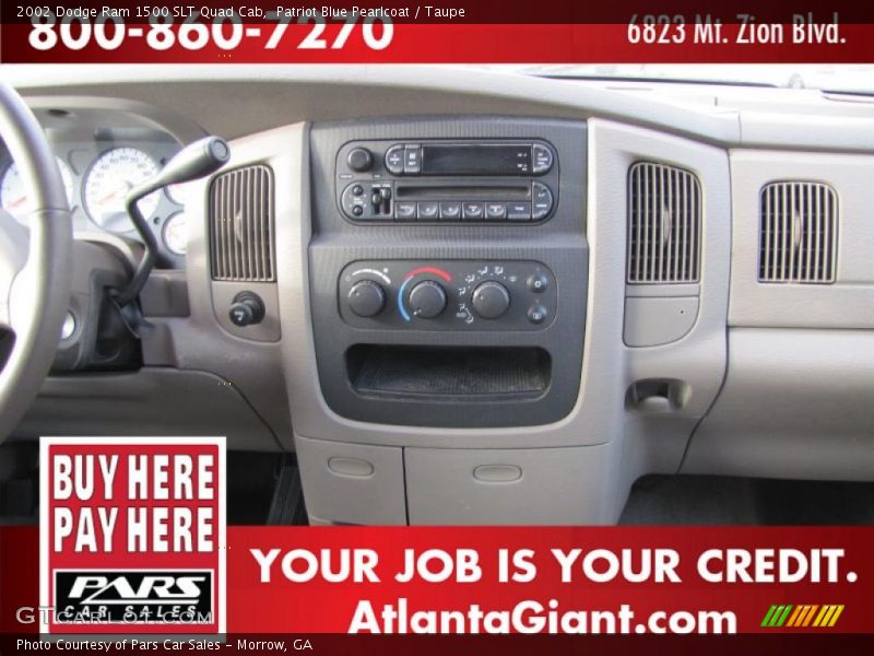 Patriot Blue Pearlcoat / Taupe 2002 Dodge Ram 1500 SLT Quad Cab