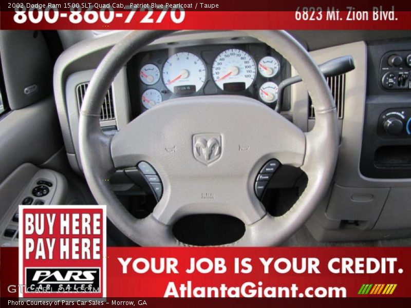 Patriot Blue Pearlcoat / Taupe 2002 Dodge Ram 1500 SLT Quad Cab