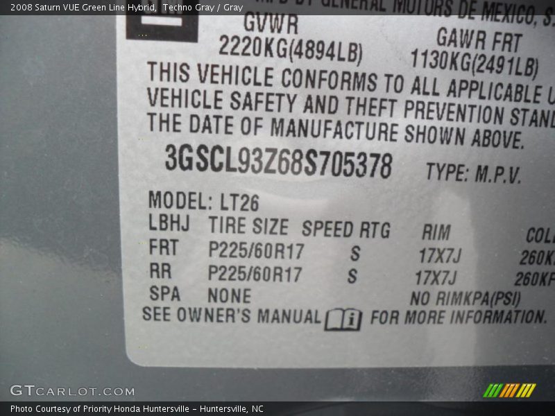 Techno Gray / Gray 2008 Saturn VUE Green Line Hybrid