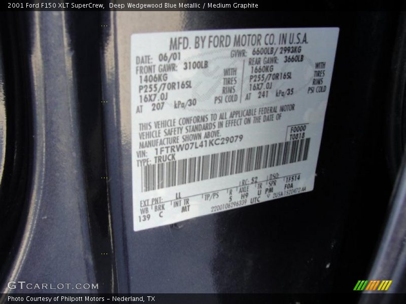 Deep Wedgewood Blue Metallic / Medium Graphite 2001 Ford F150 XLT SuperCrew