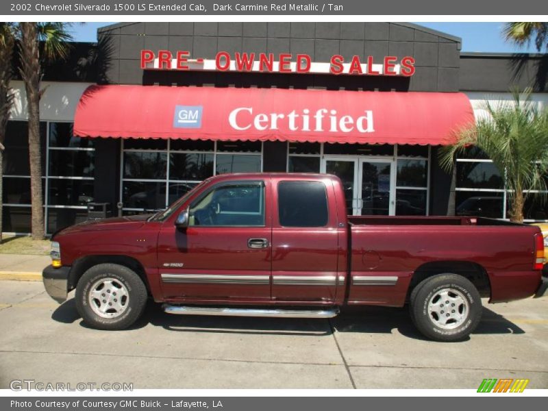 Dark Carmine Red Metallic / Tan 2002 Chevrolet Silverado 1500 LS Extended Cab