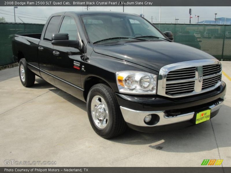 Brilliant Black Crystal Pearl / Medium Slate Gray 2008 Dodge Ram 2500 SLT Quad Cab