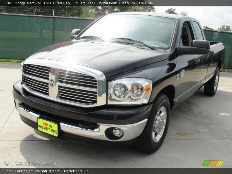 Brilliant Black Crystal Pearl / Medium Slate Gray 2008 Dodge Ram 2500 SLT Quad Cab