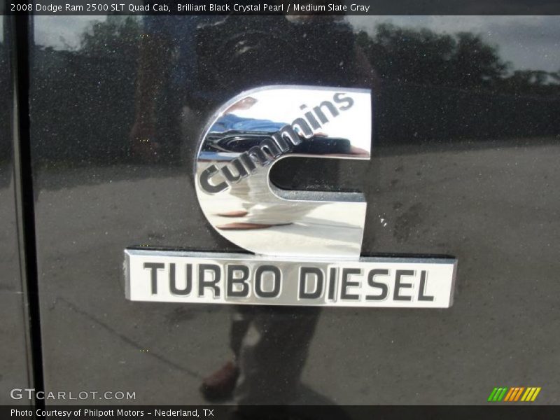Brilliant Black Crystal Pearl / Medium Slate Gray 2008 Dodge Ram 2500 SLT Quad Cab