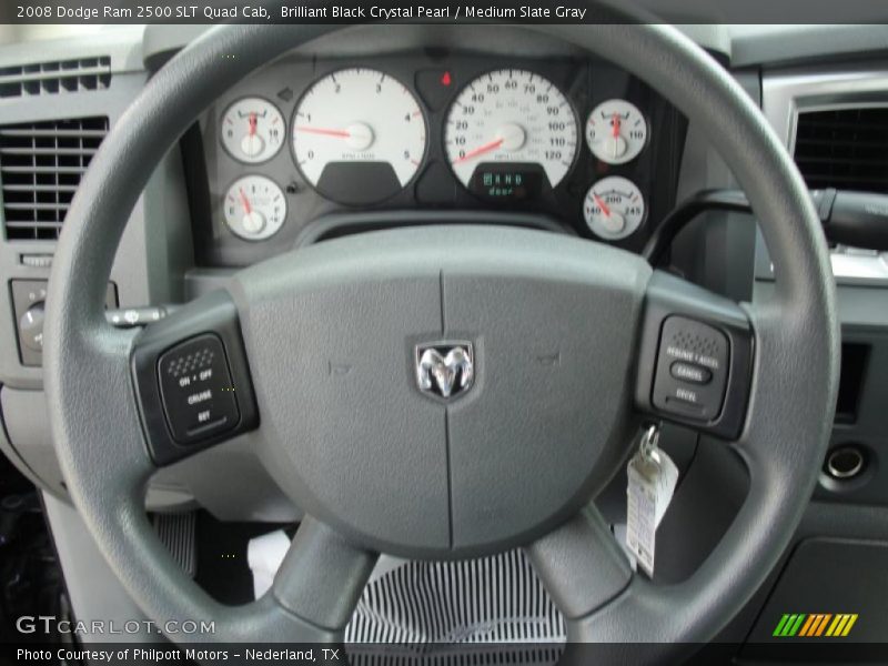 Brilliant Black Crystal Pearl / Medium Slate Gray 2008 Dodge Ram 2500 SLT Quad Cab