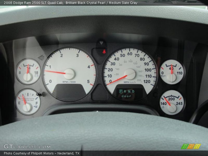 Brilliant Black Crystal Pearl / Medium Slate Gray 2008 Dodge Ram 2500 SLT Quad Cab
