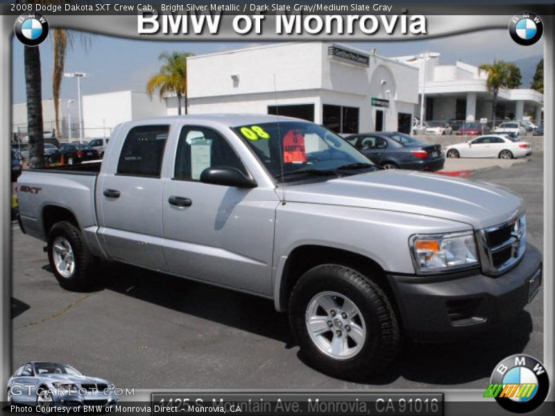 Bright Silver Metallic / Dark Slate Gray/Medium Slate Gray 2008 Dodge Dakota SXT Crew Cab