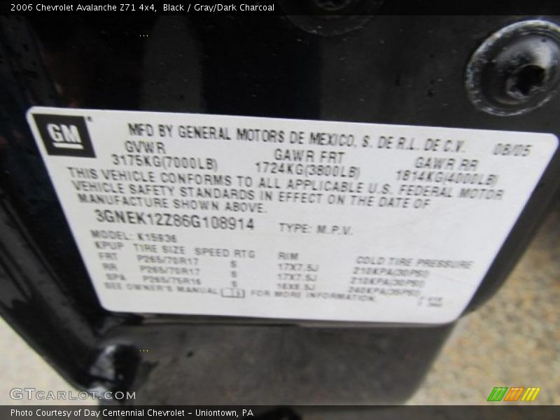 Black / Gray/Dark Charcoal 2006 Chevrolet Avalanche Z71 4x4