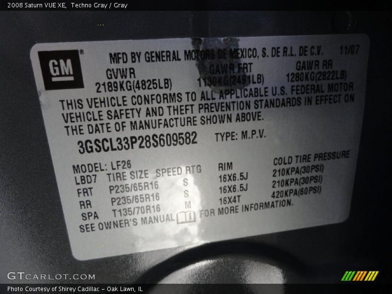 Techno Gray / Gray 2008 Saturn VUE XE