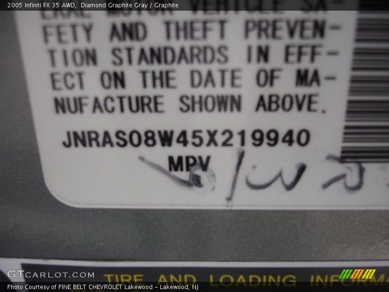 Diamond Graphite Gray / Graphite 2005 Infiniti FX 35 AWD