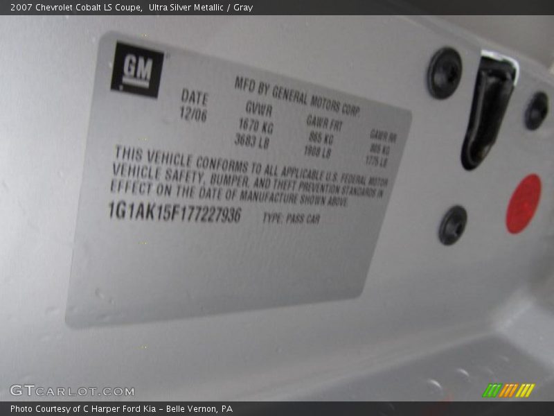 Ultra Silver Metallic / Gray 2007 Chevrolet Cobalt LS Coupe