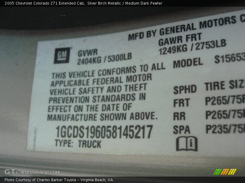 Silver Birch Metallic / Medium Dark Pewter 2005 Chevrolet Colorado Z71 Extended Cab