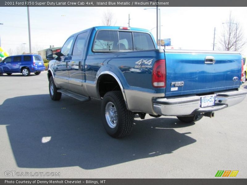 Island Blue Metallic / Medium Parchment 2001 Ford F350 Super Duty Lariat Crew Cab 4x4
