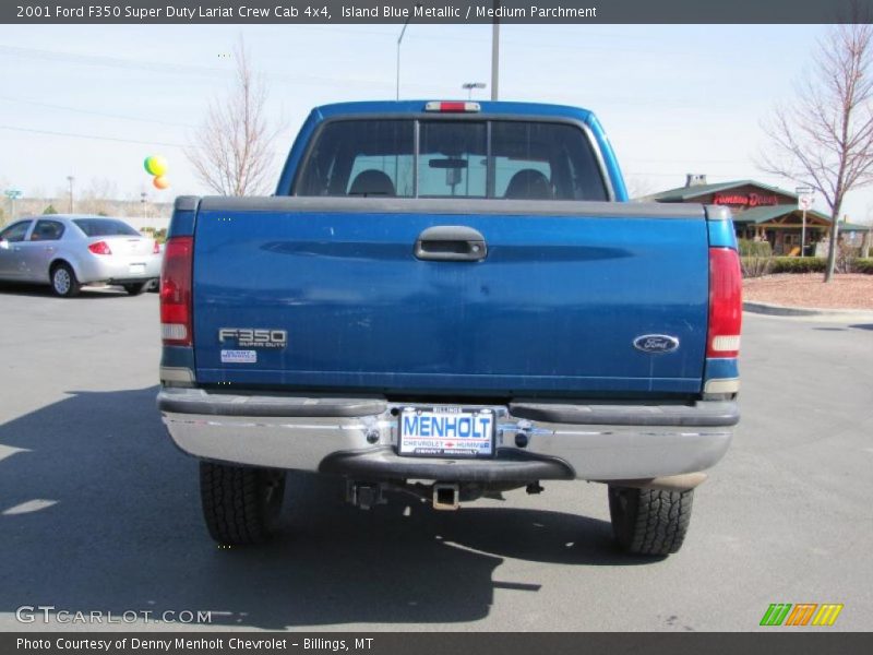 Island Blue Metallic / Medium Parchment 2001 Ford F350 Super Duty Lariat Crew Cab 4x4