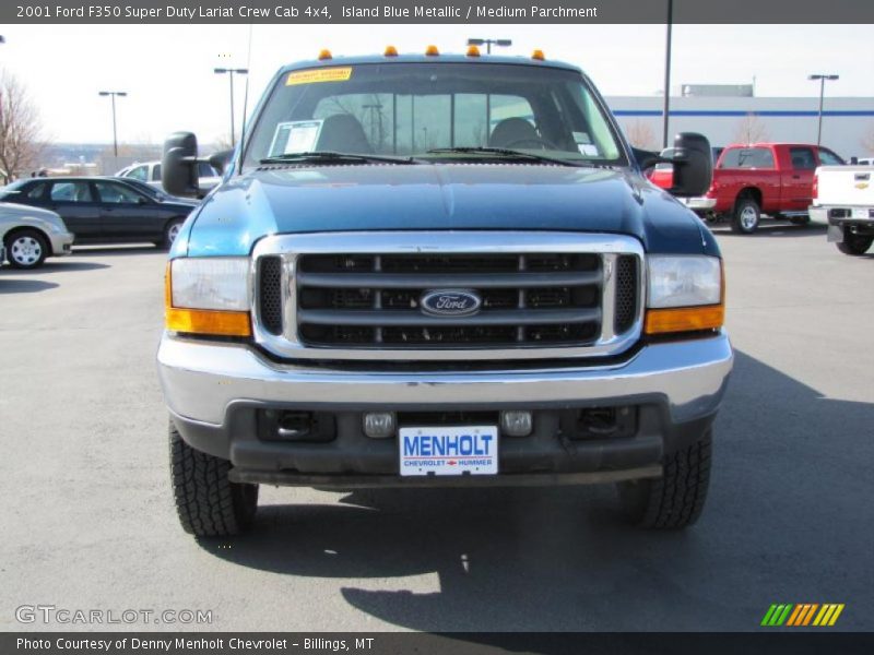 Island Blue Metallic / Medium Parchment 2001 Ford F350 Super Duty Lariat Crew Cab 4x4