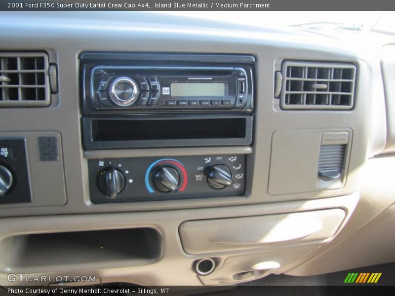 Island Blue Metallic / Medium Parchment 2001 Ford F350 Super Duty Lariat Crew Cab 4x4