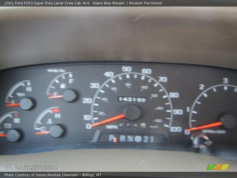 Island Blue Metallic / Medium Parchment 2001 Ford F350 Super Duty Lariat Crew Cab 4x4