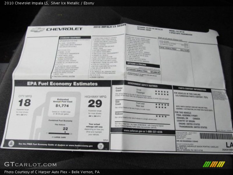 Silver Ice Metallic / Ebony 2010 Chevrolet Impala LS