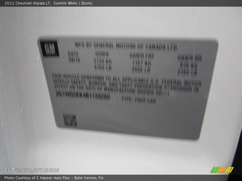 Summit White / Ebony 2011 Chevrolet Impala LT