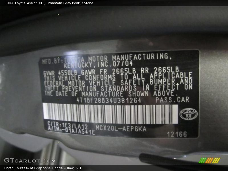 Phantom Gray Pearl / Stone 2004 Toyota Avalon XLS