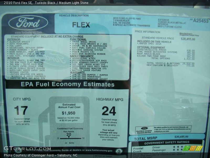 2010 Flex SE Window Sticker