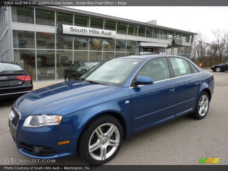 Ocean Blue Pearl Effect / Beige 2008 Audi A4 2.0T quattro S-Line Sedan