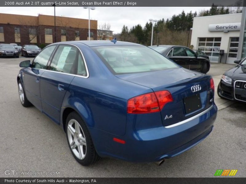 Ocean Blue Pearl Effect / Beige 2008 Audi A4 2.0T quattro S-Line Sedan