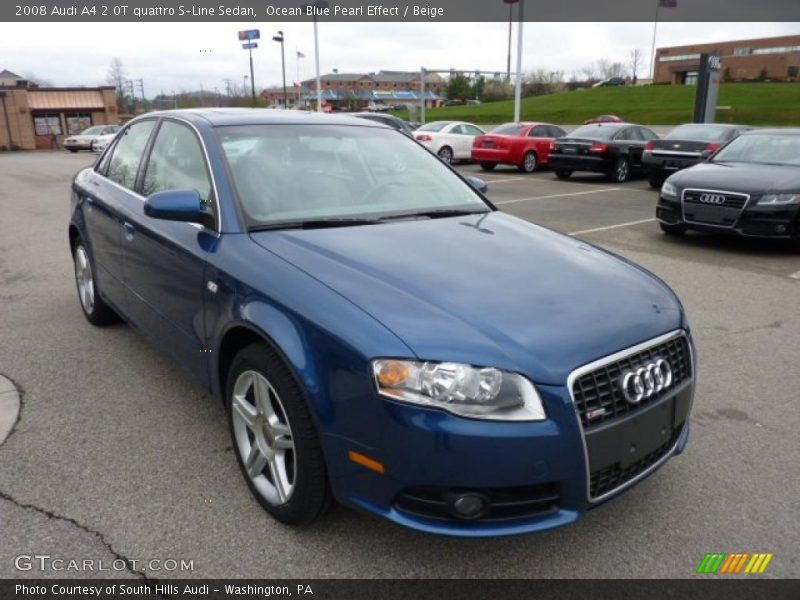 Ocean Blue Pearl Effect / Beige 2008 Audi A4 2.0T quattro S-Line Sedan