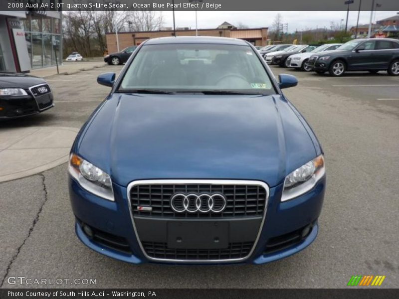 Ocean Blue Pearl Effect / Beige 2008 Audi A4 2.0T quattro S-Line Sedan