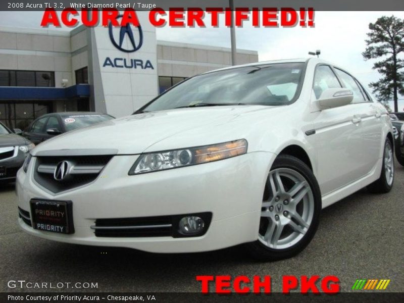 White Diamond Pearl / Taupe 2008 Acura TL 3.2