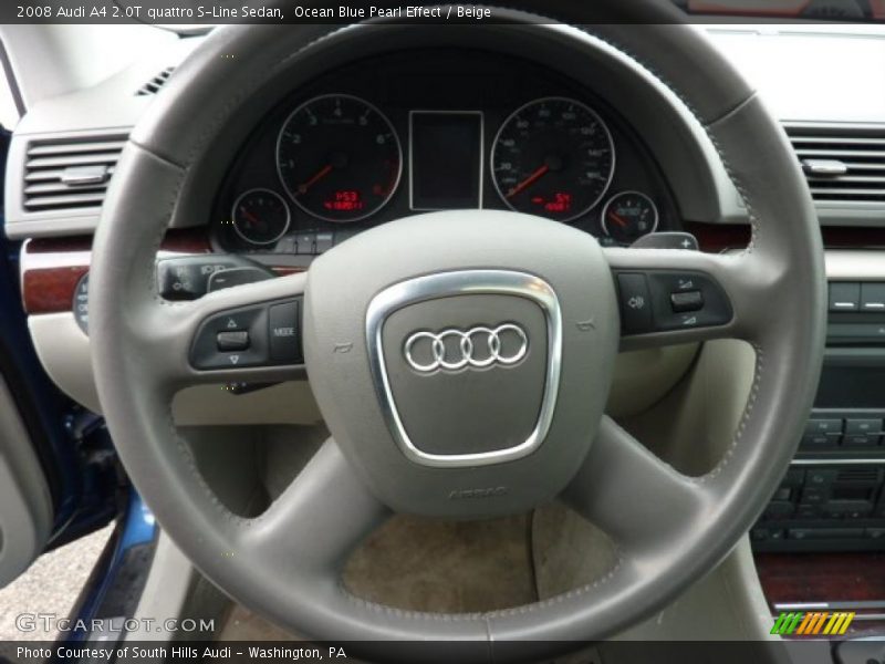 Ocean Blue Pearl Effect / Beige 2008 Audi A4 2.0T quattro S-Line Sedan
