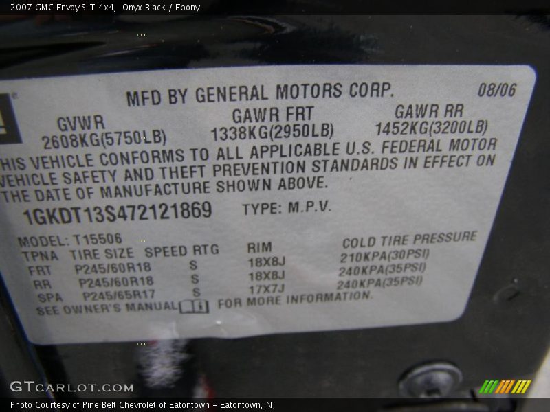 Onyx Black / Ebony 2007 GMC Envoy SLT 4x4