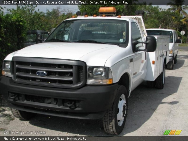 Oxford White / Medium Flint 2003 Ford F450 Super Duty XL Regular Cab 4x4 Utility Truck