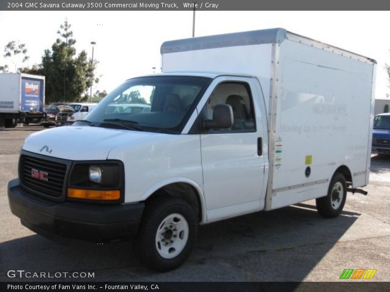 White / Gray 2004 GMC Savana Cutaway 3500 Commercial Moving Truck
