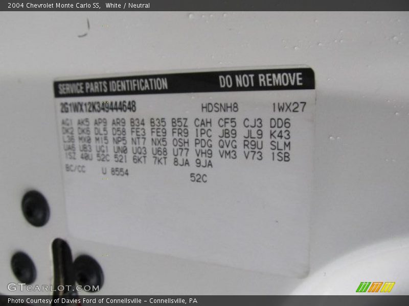White / Neutral 2004 Chevrolet Monte Carlo SS