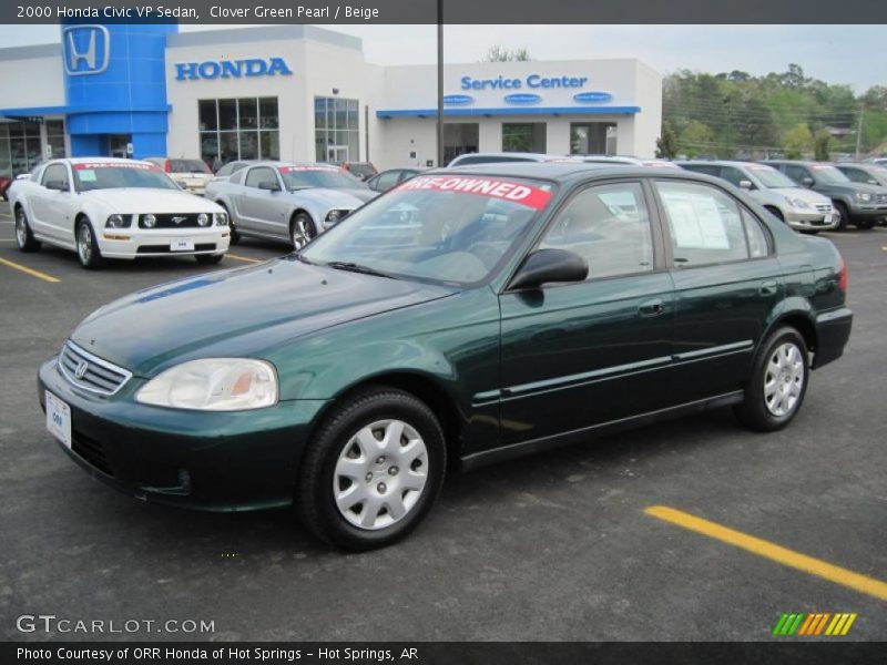 Clover Green Pearl / Beige 2000 Honda Civic VP Sedan