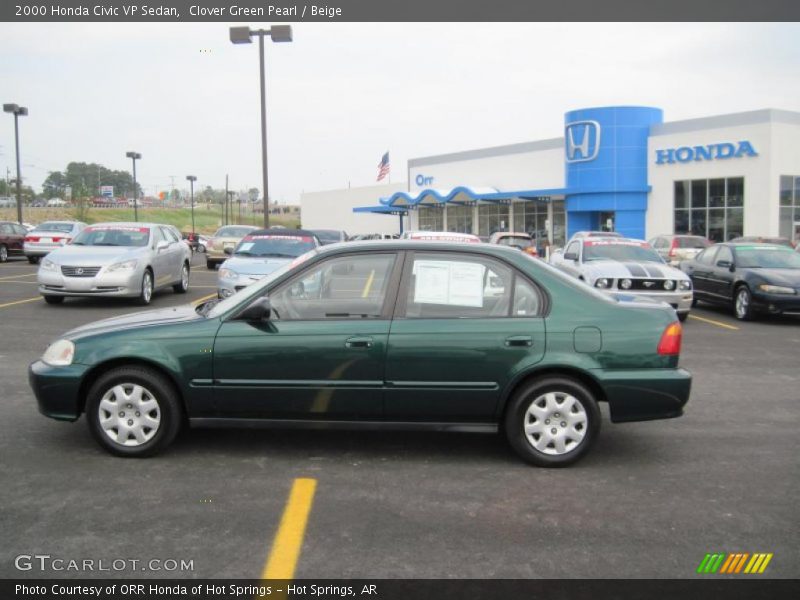 Clover Green Pearl / Beige 2000 Honda Civic VP Sedan