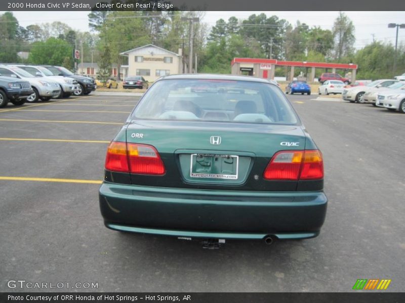 Clover Green Pearl / Beige 2000 Honda Civic VP Sedan