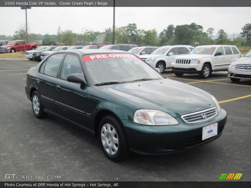 Clover Green Pearl / Beige 2000 Honda Civic VP Sedan